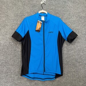 Louis Garneau Cycling Jersey Men Large Blue Moisture Wicking Zip Reflective NEW
